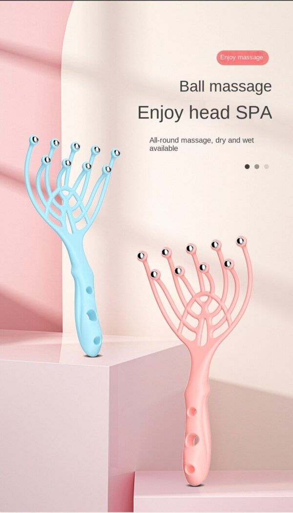 Head Massager Comb Exercise balls Roller Scalp Hand Held Scalp Reduce Stress Fatigue Relax Blood Circulation (random color)