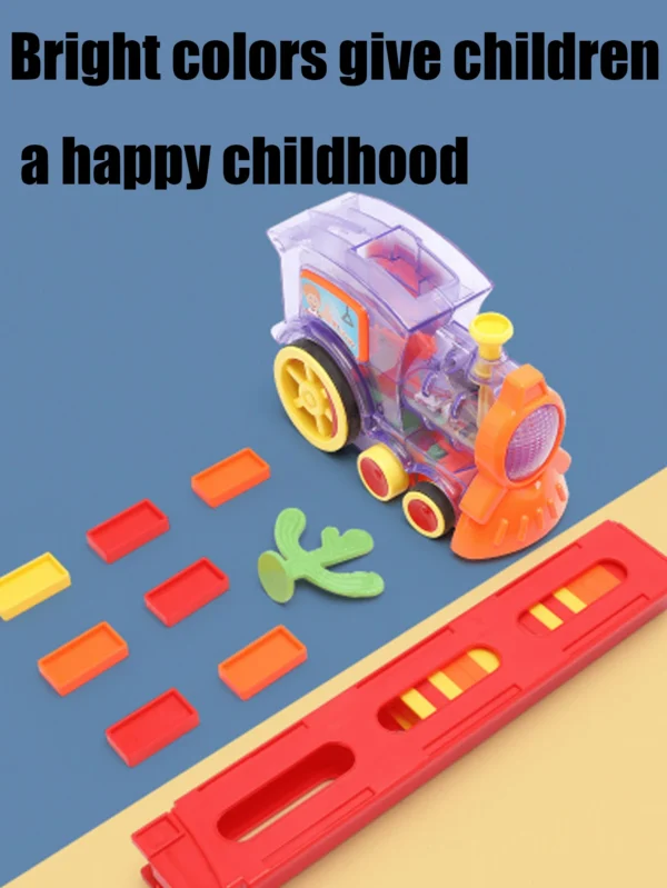 Domino Set Up Train, Domino Train Toy Blocks Set with Lights and Sounds, Creative Gifts for Kids(random color)