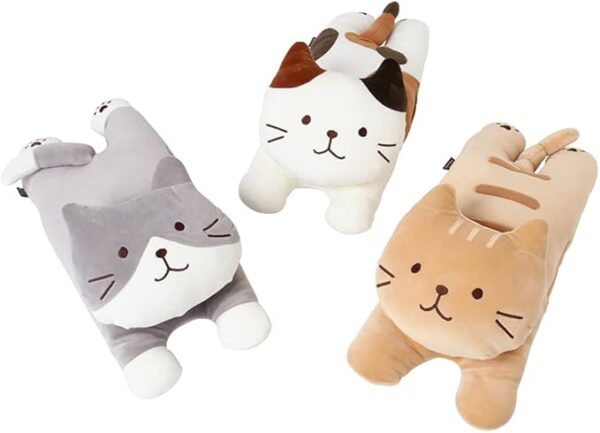 Long Cat Plush Pillow kitten gray White brown lovely cartoon  | FukuFukuNyanko Plush Cat Cushion - 50cm (Random color)