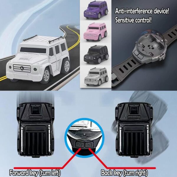 Mini Car with Remote Control Mini Remote Control Car Watch Racing Car USB Charging Cartoon RC Small Car  Kids Toys  (random color )