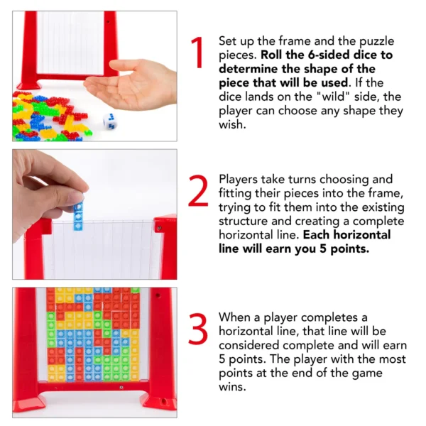 Color Pattern Block Mind Game Challenge | Kids Educational Toy Building Blocks | Kids Educational Toy Building Blocks | Tetris Learning Toy for Children, Tetris Game Children (Random colors)