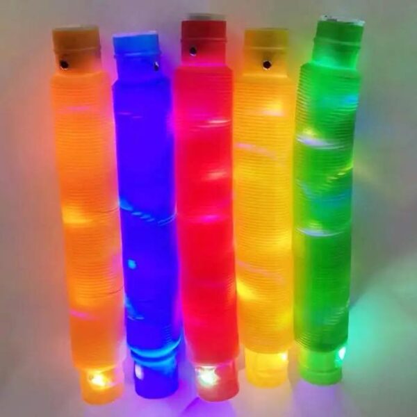 Sensory Toys Led per Tube Fidget Toy Top 21*2.9cm Stress And Anxiety Relief Pipe Kids Learning Tools Bunmo Tubes .. 6 pcs pack
