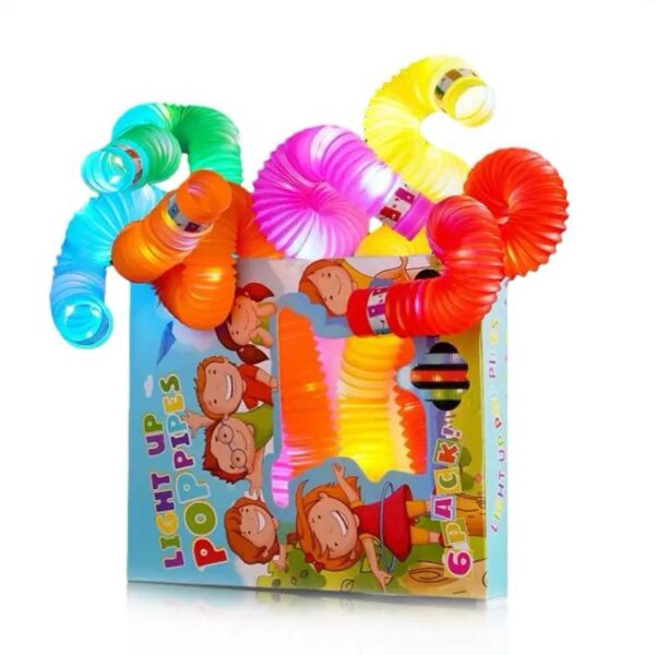 Sensory Toys Led per Tube Fidget Toy Top 21*2.9cm Stress And Anxiety Relief Pipe Kids Learning Tools Bunmo Tubes .. 6 pcs pack