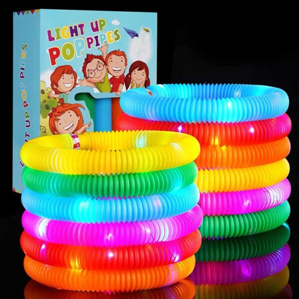 Sensory Toys Led per Tube Fidget Toy Top 21*2.9cm Stress And Anxiety Relief Pipe Kids Learning Tools Bunmo Tubes .. 6 pcs pack