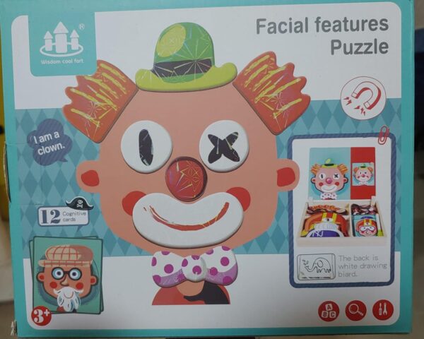 2in1 Crazy Face Clown Magnetic Drawing Board | Magnetic Facial Features Magnetic Jigsaw Puzzle Changing Wooden Children's Toys Learning Toy for Children