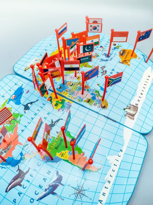 Wooden World Map With 30 (thirty) Countries Flags | World Map Puzzle with Flags and Capitals -Kids Wooden Foldable National Flags Board Learn Geography, World Map, Countries, Capitals, Language for kids, toddlers and Adults