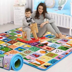 Crawling Mat for Baby Floor Play Mat Double-Sided Baby Playmat ?Foam Reversible Waterproof Game Mat for Infants Toddlers Kids (Random Color) (Random Design)