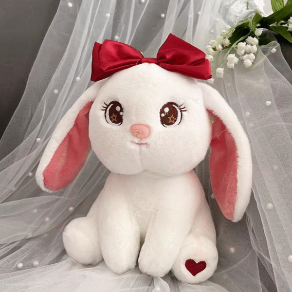 Princess style Bow Bunny Rabbit Plushie | Fluffy & Soft Stuffed Animal Plush Toy For Kids - 22 CM (Random color)