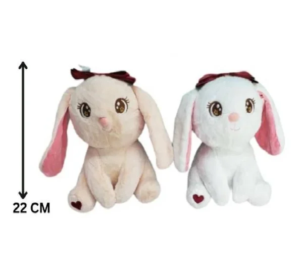 Princess style Bow Bunny Rabbit Plushie | Fluffy & Soft Stuffed Animal Plush Toy For Kids - 22 CM (Random color)