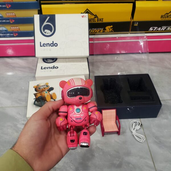 LENDO Robot Toys Multifunction Desktop Clock Cute Litter Bear Shape Smart Robot with Chair(random color)