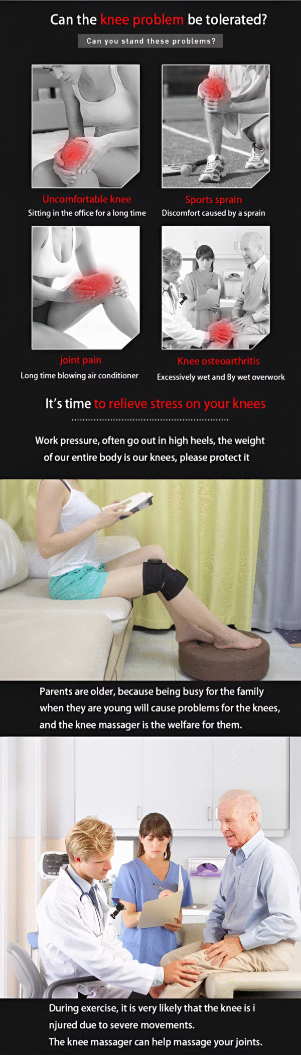 knee massager chargeable | Stress Relief Vibration Knee, Arm, Leg Massager Rechargeable Heating Pad, for Knee Pain Relief