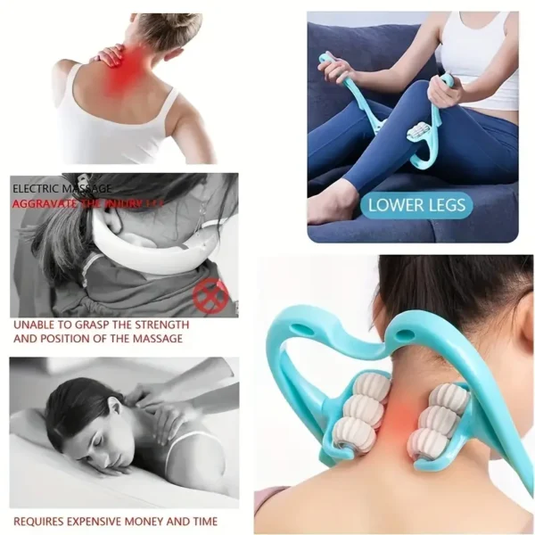 Manual Neck Massager For Cervical pain, deep Tissue | Handheld Massager Tool for Legs Waist Neck and Shoulder (Random color)