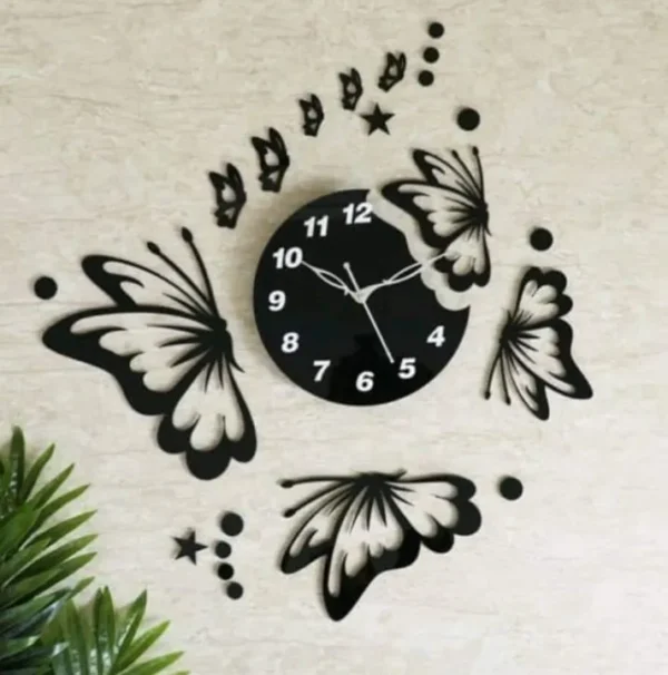 3d wall clock  And Butterfly Wooden Wall Clock  with light
