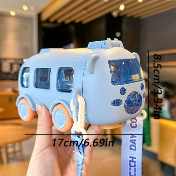 kids Cute Bear Baby Bus Tritan Water Bottle Student School Children Creative Straw Car Water Bottle Cup 500ml (Random Color)
