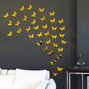 (pack of 30)  3D acrylic Butterfly  Wall Decoration Items for Home, Bedrooms Inspire Kids and Look Decent - Silver