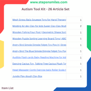 Item Details in PDF:26 Articles Autism Kit Support Therapy Parent Tools