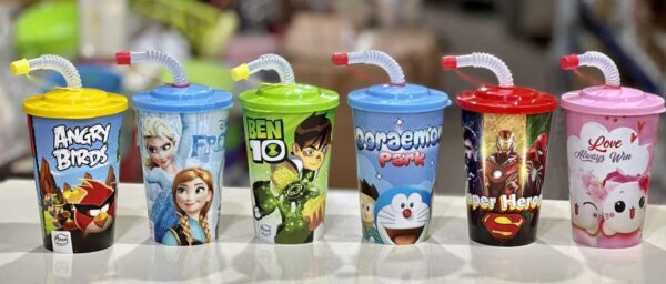 Kids Sipper with Straw durable and BPA-free plastic,  (random color and deign ) for boys and girls