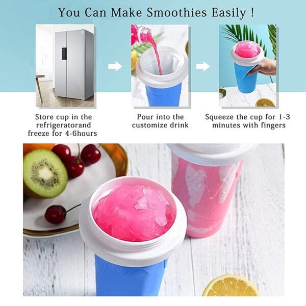 Slushy Cup | Slush Maker | Instant Ice Maker Cup for Hot Summers | Smoothies Cup Eco-friendly Double Layer | Instant Freeze Cup for Beverages and Cold Drinks 500ml (Random color)