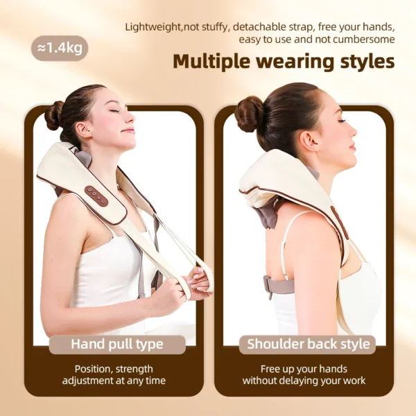 Electric Neck and Shoulder Massager Wireless Kneading Neck and Back Massage Pillow Neck Back Relaxing Massage Shawl (Random Color)