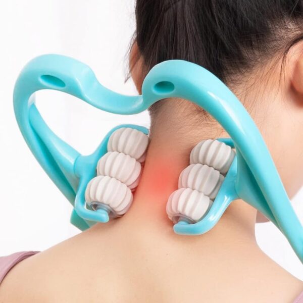 Manual Neck Massager For Cervical pain, deep Tissue | Handheld Massager Tool for Legs Waist Neck and Shoulder (Random color)