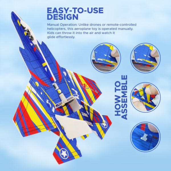 YJ035 Kids Toy Airplane I Hand Throwing Flying Jet I Safe for Indoor and Outdoor Play I Bright & Colorful Soft Foam Design I DIY Airplane I Durable Foam Construction I (Multicolor)