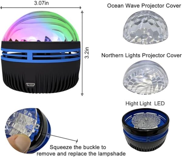 LED Starry Galaxy Projector Night Light Rotating Star Moon Lamp Bedroom Aurora Projector Light Atmosphere Decor Lamps Gift Light ( With Remote )