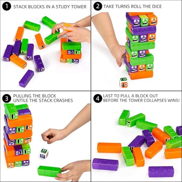 Wobbly Worms Tower Balancing Game | Tower Tumbling Stacking Board Games Building Blocks