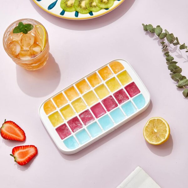 32 grid Silicone Ice Cube Tray with Lid Cover  (Random color)