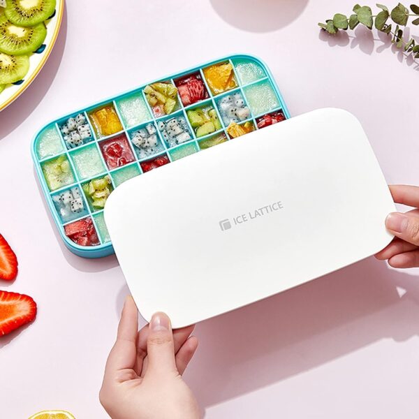 32 grid Silicone Ice Cube Tray with Lid Cover  (Random color)