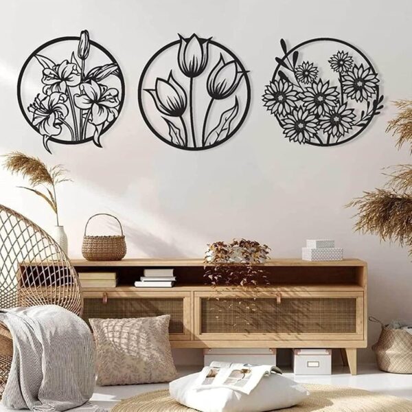 (3 pcs set )3D floral abstract Wooden Wall Art & Home Decoration /  Item Home Décor Home Room & Wall Decor Wall Art