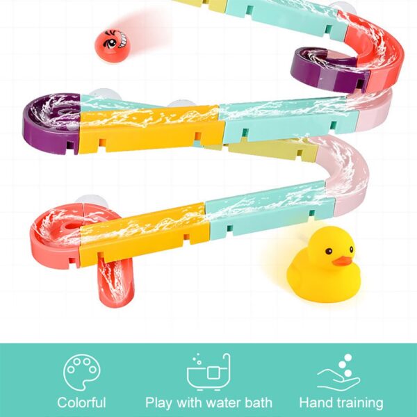 Bath Time Ball Track Water Play 24 pieces | Kids Bath Toys Wall Suction Cup Marble Race Run Track Bathroom Bathtub Baby Play Water Games Toy Kit for Boys Girls