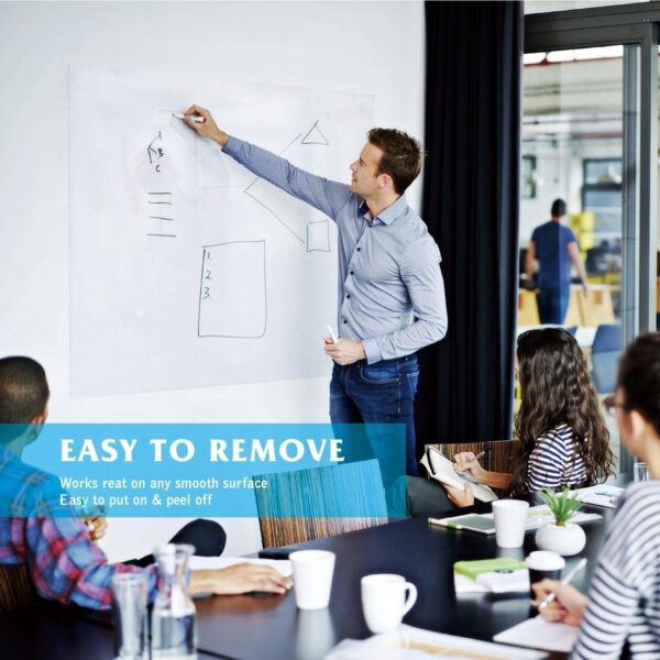 Self-Adhesive Whiteboard Wall Decal Sticker | Strong & Durable Dry Erase Wall Paper | Message Board Peel Stick White Board with 2 Marker for Kids Drawing