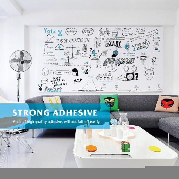 Self-Adhesive Whiteboard Wall Decal Sticker | Strong & Durable Dry Erase Wall Paper | Message Board Peel Stick White Board with 2 Marker for Kids Drawing
