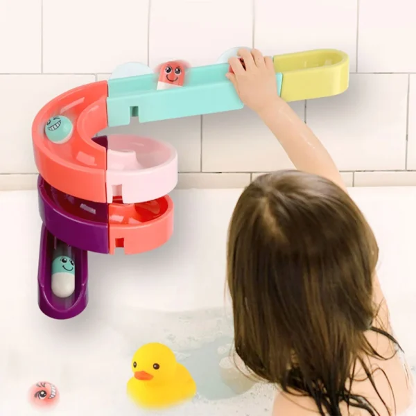 Bath Time Ball Track Water Play 24 pieces | Kids Bath Toys Wall Suction Cup Marble Race Run Track Bathroom Bathtub Baby Play Water Games Toy Kit for Boys Girls