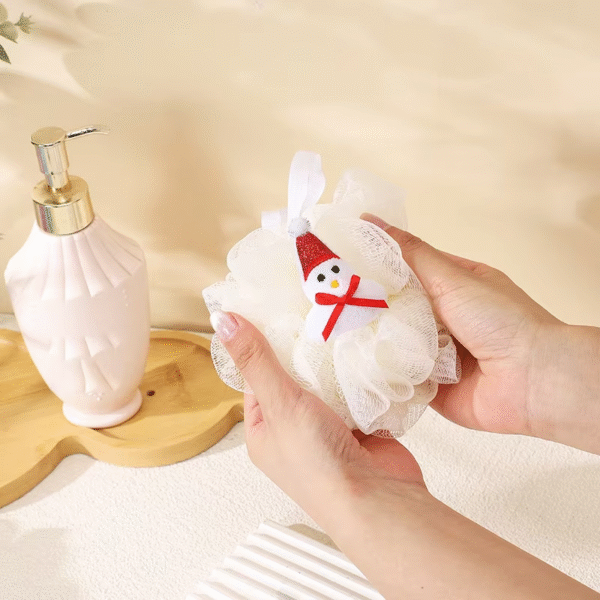 Kids Bath Sponge Ball - Bath Loofah Mesh Pouf Shower Exfoliator Scrubber Bath Foaming Ball Loofah with Soft Toy (random character )