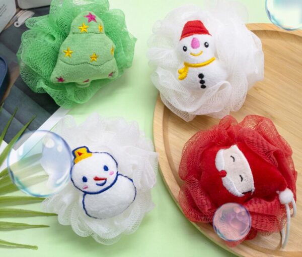 Kids Bath Sponge Ball - Bath Loofah Mesh Pouf Shower Exfoliator Scrubber Bath Foaming Ball Loofah with Soft Toy (random character )