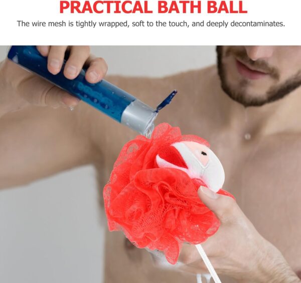 Kids Bath Sponge Ball - Bath Loofah Mesh Pouf Shower Exfoliator Scrubber Bath Foaming Ball Loofah with Soft Toy (random character )