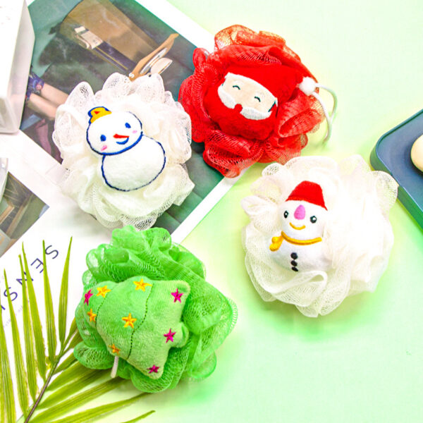 Kids Bath Sponge Ball - Bath Loofah Mesh Pouf Shower Exfoliator Scrubber Bath Foaming Ball Loofah with Soft Toy (random character )
