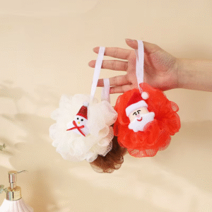 Kids Bath Sponge Ball - Bath Loofah Mesh Pouf Shower Exfoliator Scrubber Bath Foaming Ball Loofah with Soft Toy (random character )