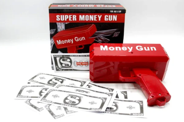Rain Money Gun_ Paper Playing Spray Money Toy Gun_, Prop Money Gun(red color)