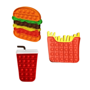 Pop It Toy Set in Pakistan by stepsnsmiles.com with soda fries and burger