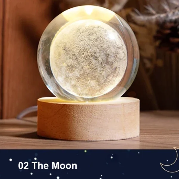 3D Crystal Ball Night Lights Glowing Galaxy Planetary Earth Moon  Ball Lamp Earth for Kids Bedroom Decor