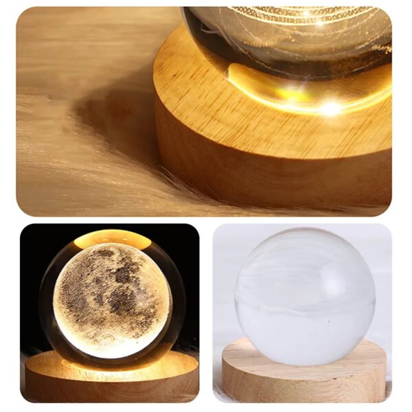 3D Crystal Ball Night Lights Glowing Galaxy Planetary Earth Moon  Ball Lamp Earth for Kids Bedroom Decor