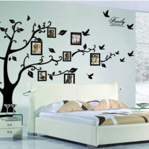 Large 200x250Cm / 79x99in Black 3D DIY Photo Tree PVC Wall Decals Adhesive Family Wall Stickers Mural Art Home Decor