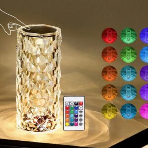 Diamond Rose Crystal Lamp 16 Color Changing ( with remote) Touch Lamp USB Rechargeable