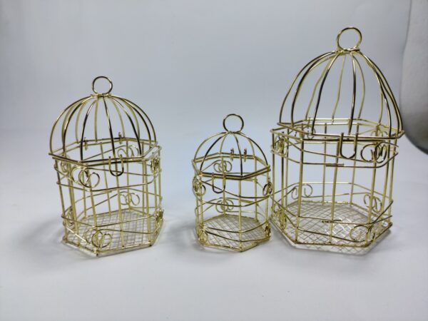 Metallic bird Cages for home decor and gift (pack of 3)