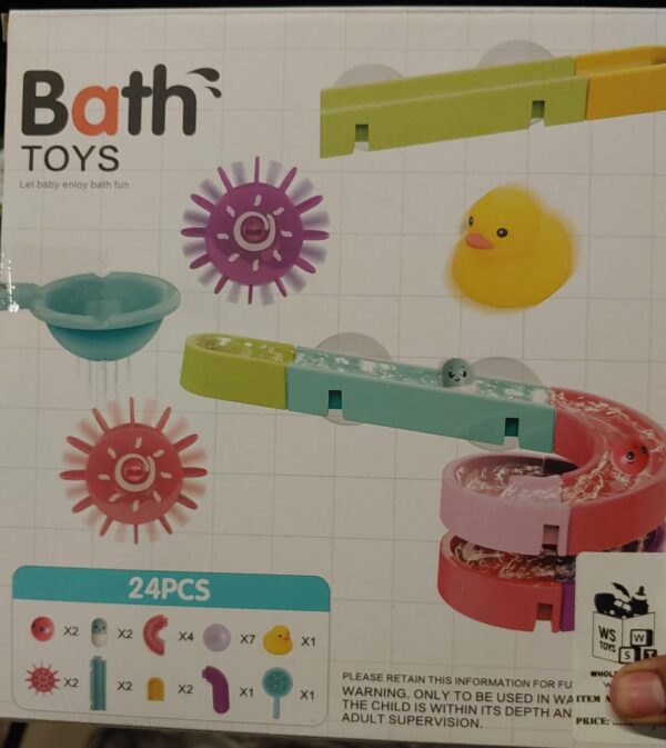 Bath Time Ball Track Water Play 24 pieces | Kids Bath Toys Wall Suction Cup Marble Race Run Track Bathroom Bathtub Baby Play Water Games Toy Kit for Boys Girls