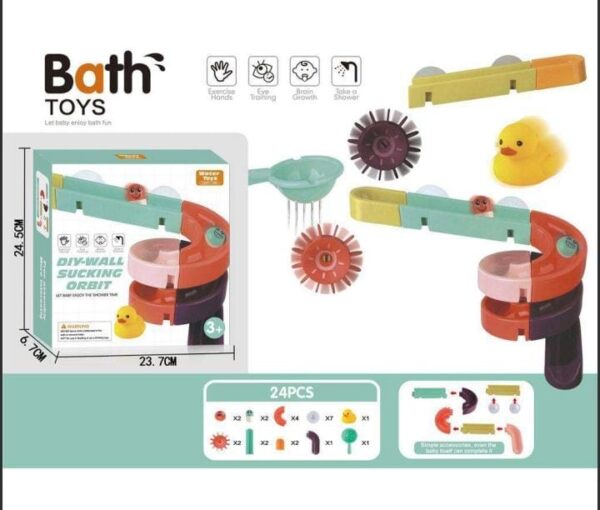 Bath Time Ball Track Water Play 24 pieces | Kids Bath Toys Wall Suction Cup Marble Race Run Track Bathroom Bathtub Baby Play Water Games Toy Kit for Boys Girls