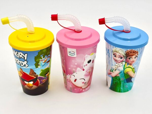 Kids Sipper with Straw durable and BPA-free plastic,  (random color and deign ) for boys and girls
