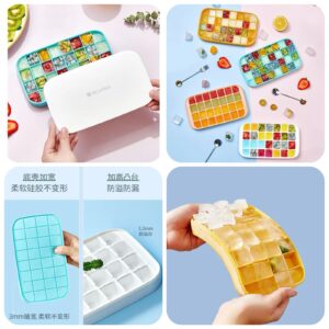 32 grid Silicone Ice Cube Tray with Lid Cover  (Random color)